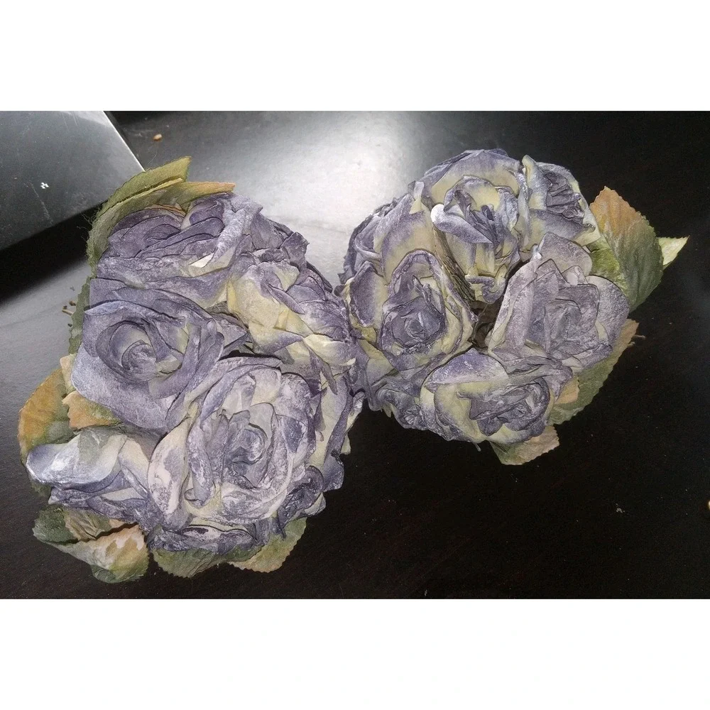 2‎ Artificial Vintage Dusty Blue Roses Wedding Bouquet Bridesmaid Home Decor